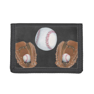 Vintage Baseball Chalkboard Design Trifold Wallet