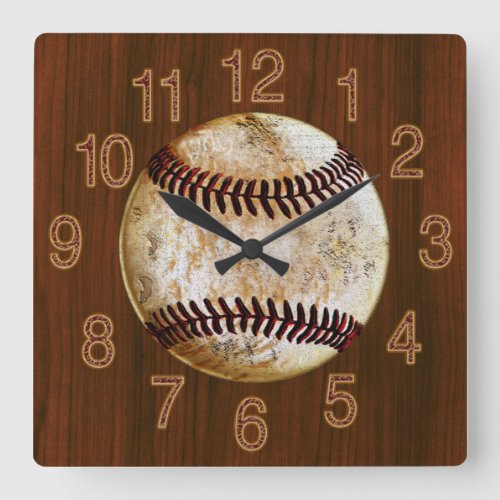 Vintage Baseball Cherry Wood look Baseball CLOCK