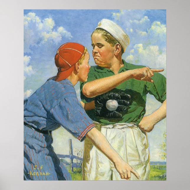 Vintage Baseball, Children, Boys Playing Sports Poster (Front)