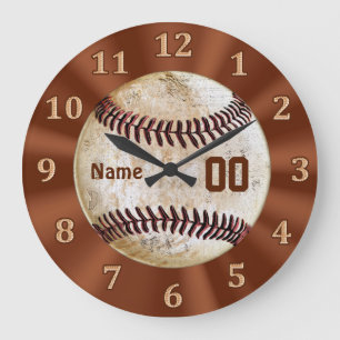 Vintage Baseball Clock YOUR NAME & Jersey NUMBER