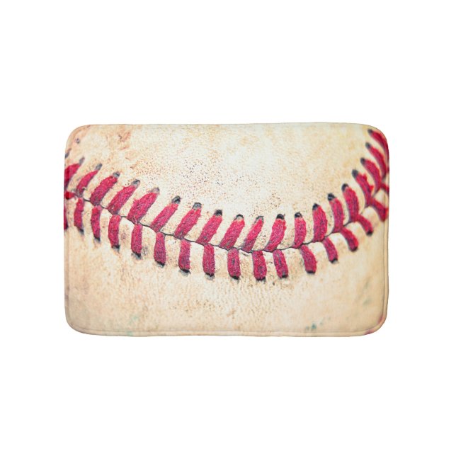 Vintage Baseball Close Up Photo Bathroom Mat (Front)
