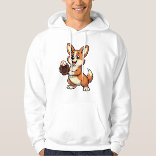 Vintage Baseball Corgi Dog Catcher Cartoon Vector  Hoodie