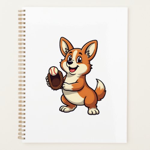 Vintage Baseball Corgi Dog Catcher Cartoon Vector  Planner