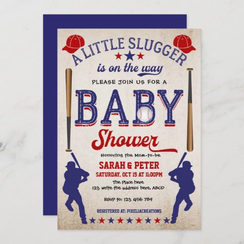 VIntage BaseballCouple Baby boy Shower Invitation