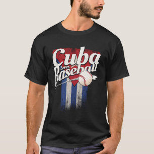 Vintage Baseball Cuban Flag Patriotic For Enthusia T-Shirt