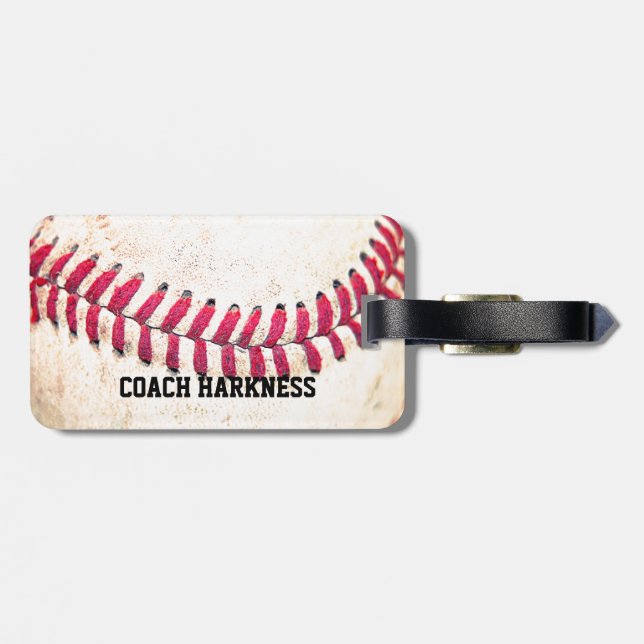 Vintage Baseball Custom Name Luggage Tag (Back Horizontal)