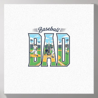 Vintage Baseball Dad Engraved Letter Shirt Design_ Canvas Photo Tile