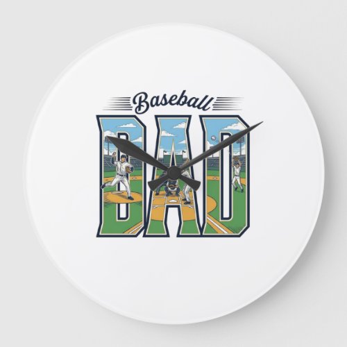 Vintage Baseball Dad Engraved Letter Shirt Design_ Large Clock