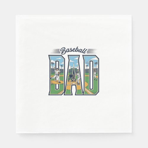Vintage Baseball Dad Engraved Letter Shirt Design_ Napkins
