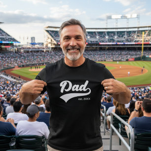 Vintage Baseball Dad Est Simple Script Typography T-Shirt