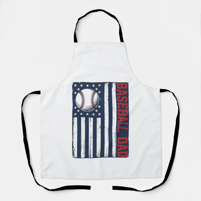 Vintage Baseball Dad Flag Shirt Design_1 Apron (Front)