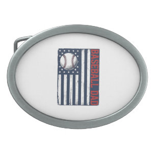 Vintage Baseball Dad Flag Shirt Design_1 Belt Buckle
