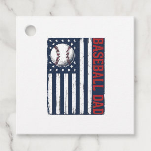 Vintage Baseball Dad Flag Shirt Design_1 Favor Tags