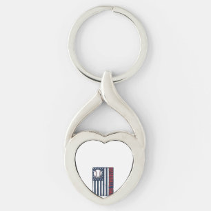 Vintage Baseball Dad Flag Shirt Design_1 Keychain