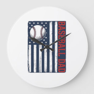 Vintage Baseball Dad Flag Shirt Design_1 Large Clock