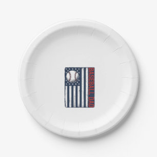 Vintage Baseball Dad Flag Shirt Design_1 Paper Plates