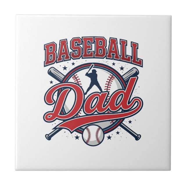 Vintage Baseball Dad Shirt Design_1 Ceramic Tile (Front)