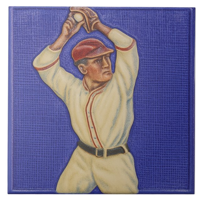 Vintage Baseball Design Ceramic Tile (Front)