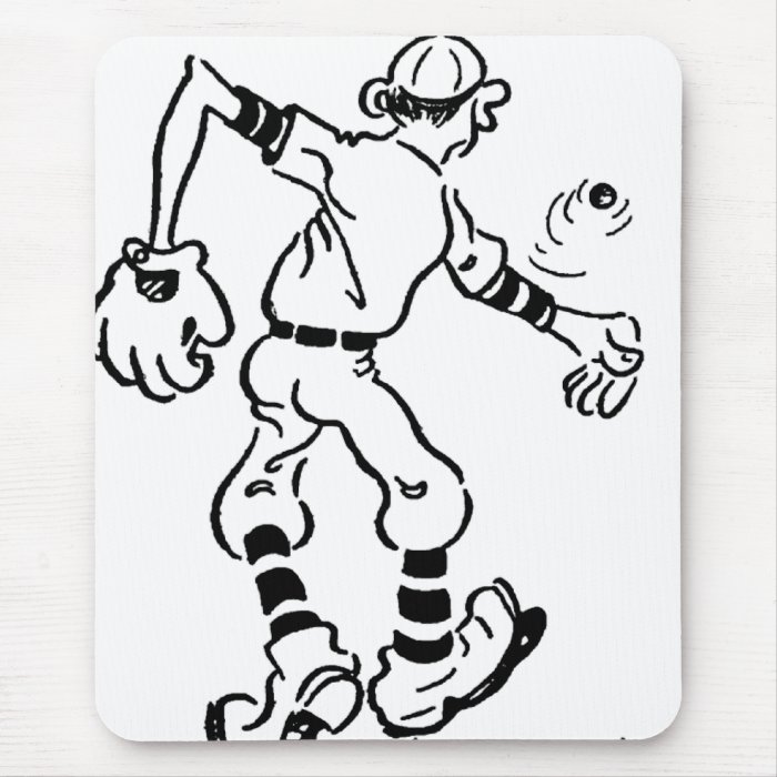 Vintage Baseball Drawing Mouse Pad