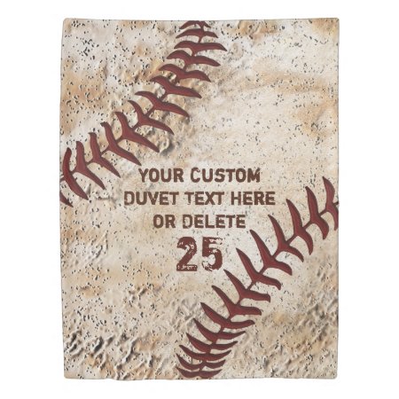 Vintage Baseball Duvet Cover With Your Text
