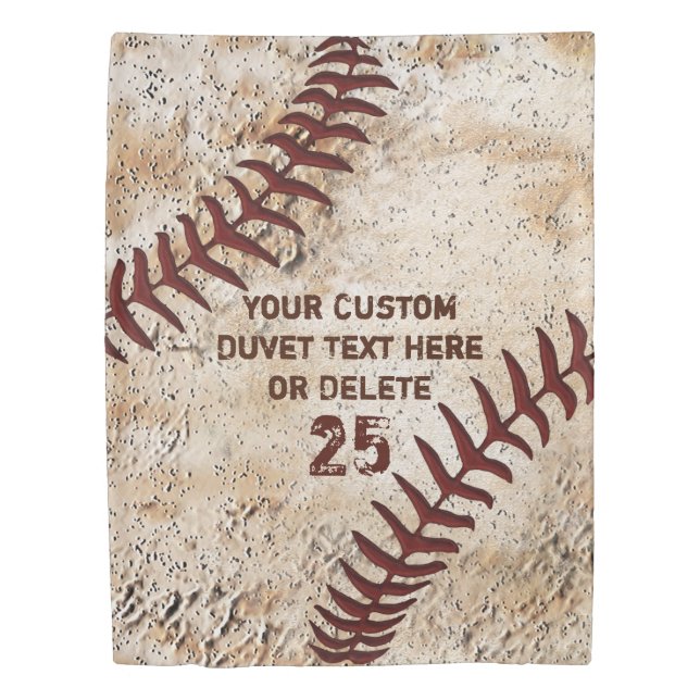 Vintage Baseball Duvet Cover with YOUR TEXT (Front)
