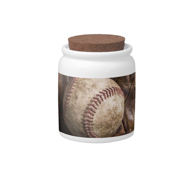 Vintage Baseball Equipment Candy Jar (Front)