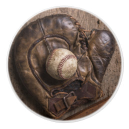 Vintage Baseball Equipment Ceramic Knob