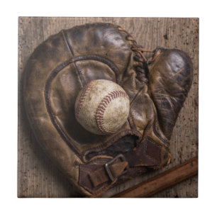 Vintage Baseball Equipment Ceramic Tile