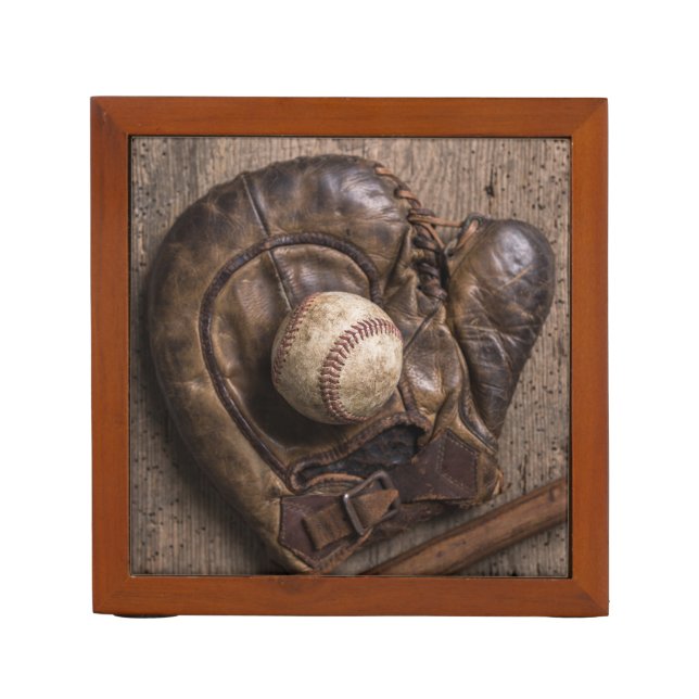 Vintage Baseball Equipment Desk Organizer (Front)