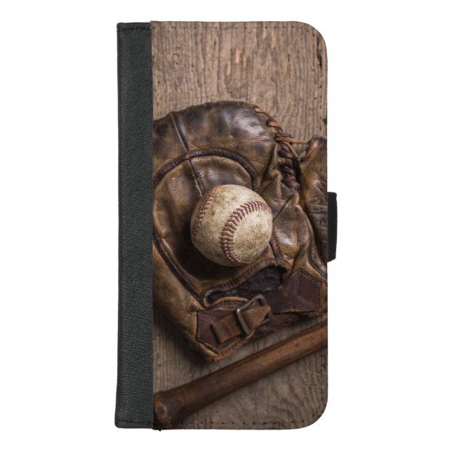 Vintage Baseball Equipment iPhone Wallet Case (Front)