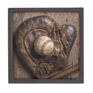 Vintage Baseball Equipment Keepsake Box