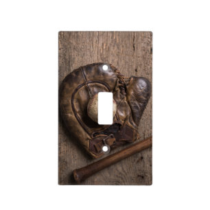 Vintage Baseball Equipment Light Switch Cover