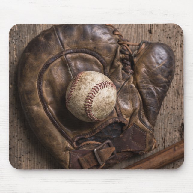 Vintage Baseball Equipment Mouse Pad (Front)