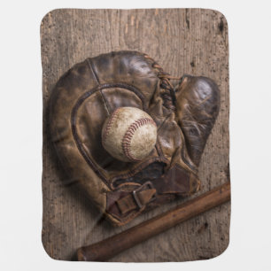 Vintage Baseball Equipment Swaddle Blanket