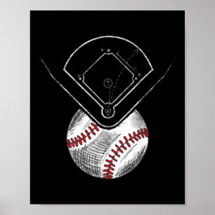 Vintage Baseball Field Baseball Player Poster