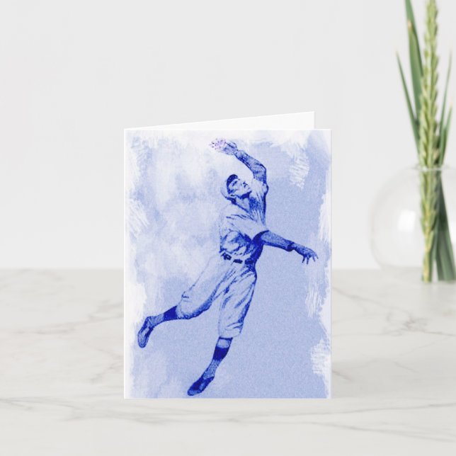 Vintage Baseball Fielder Note Card (Front)