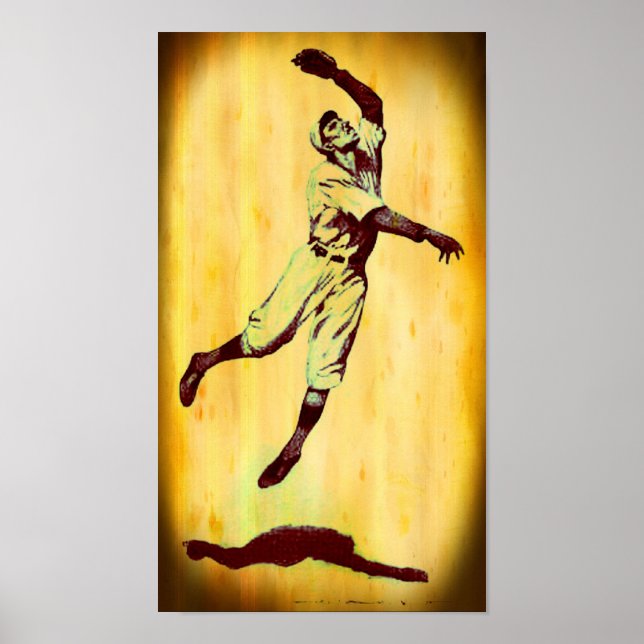 Vintage Baseball Fielder Poster (Front)