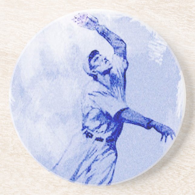 vintage baseball fielder sandstone coaster (Front)