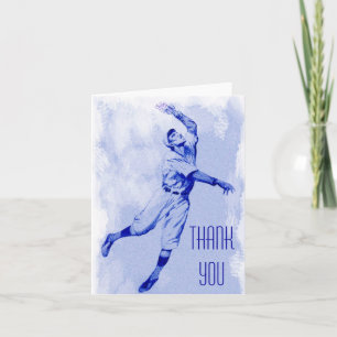 Vintage Baseball Fielder Thank You Note Card
