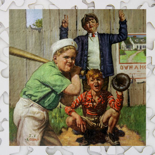 Vintage Baseball Game, Children Boys Sports Player Jigsaw Puzzle