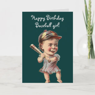 vintage Baseball Girl birthday or greetings Card