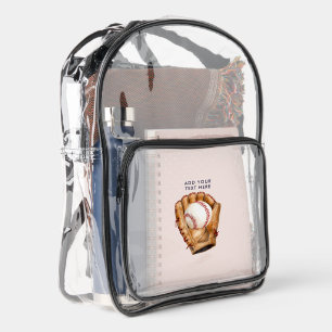Vintage Baseball Glove Text Clear Stadium Bag
