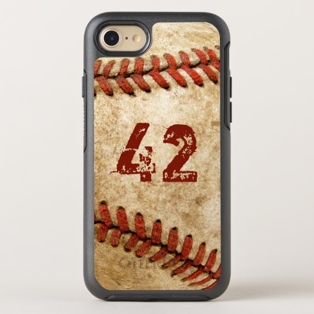 Vintage Baseball Grunge Look with Your Number Otterbox iPhone Case (Back)
