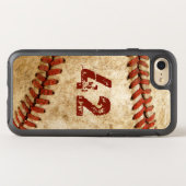 Vintage Baseball Grunge Look with Your Number Otterbox iPhone Case (Back Horizontal)