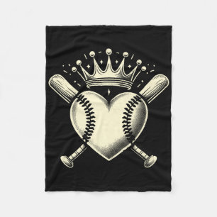 Vintage Baseball Heart Crown Baseball Premium Fleece Blanket