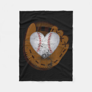 Vintage Baseball Heart Shirt Funny Valentines Day Fleece Blanket