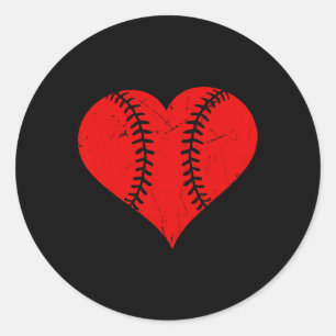 Vintage Baseball Heart Valentine's Day Boys Girls Classic Round Sticker