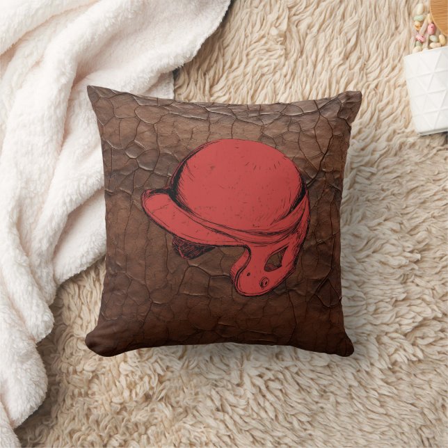 Vintage Baseball Helmet Throw Pillow (Blanket)