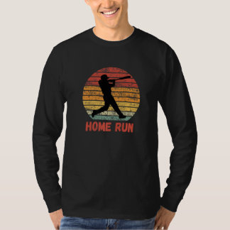 Vintage Baseball Home Run Batter Swinging Retro Su T-Shirt