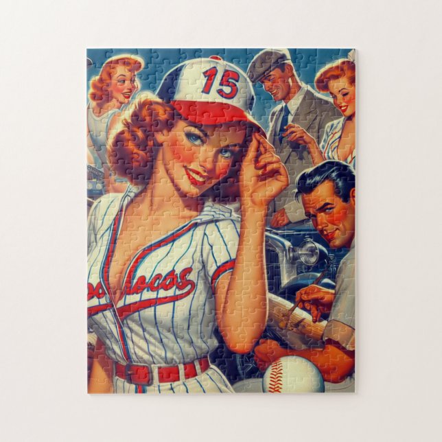 Vintage Baseball Illustration Jigsaw Puzzle (Vertical)